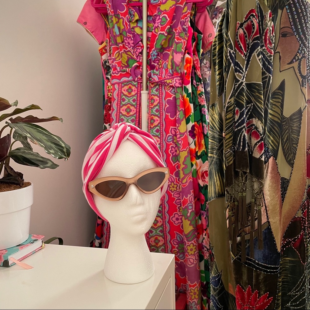 Pink striped turban